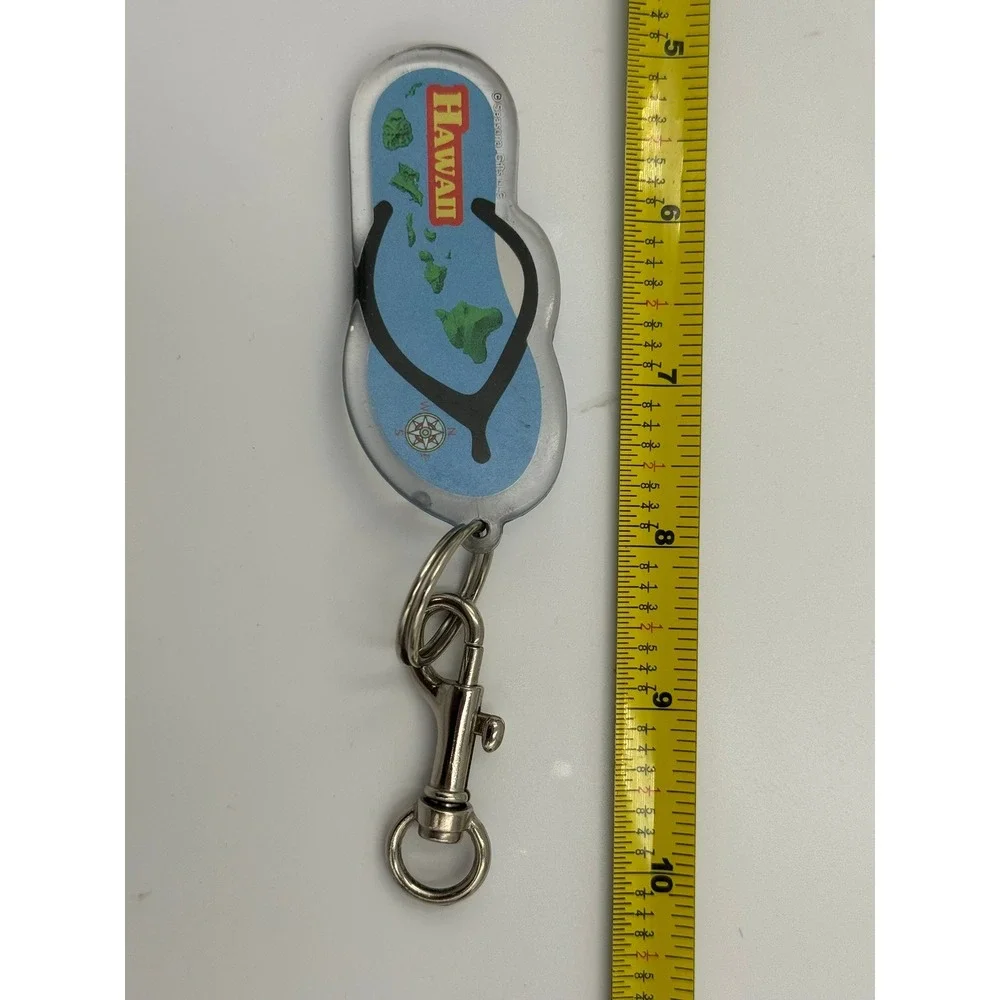 Hawaii Souvenir Flip Flop Keychain Blue Island‎ Map Acrylic Key Ring Accessory